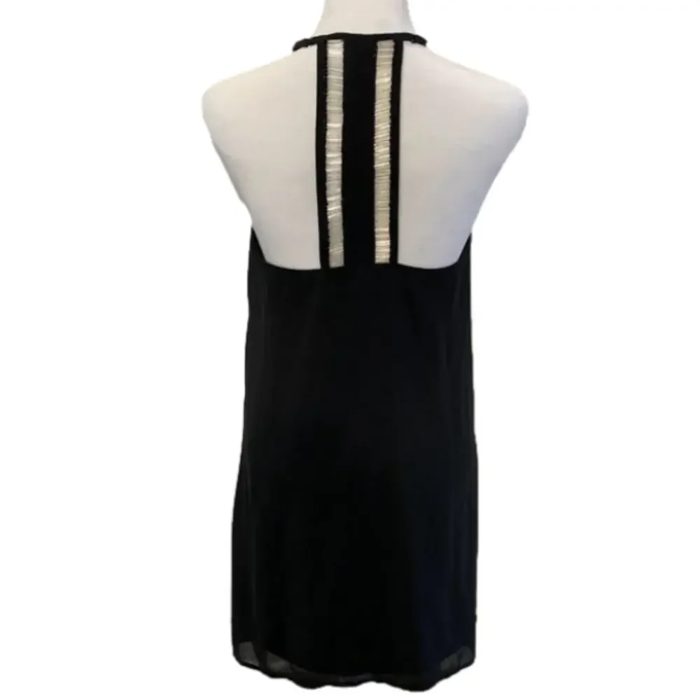 Little Black Dress, w/silver beading, adjustable straps, Midi length, size S - Picture 3 of 6